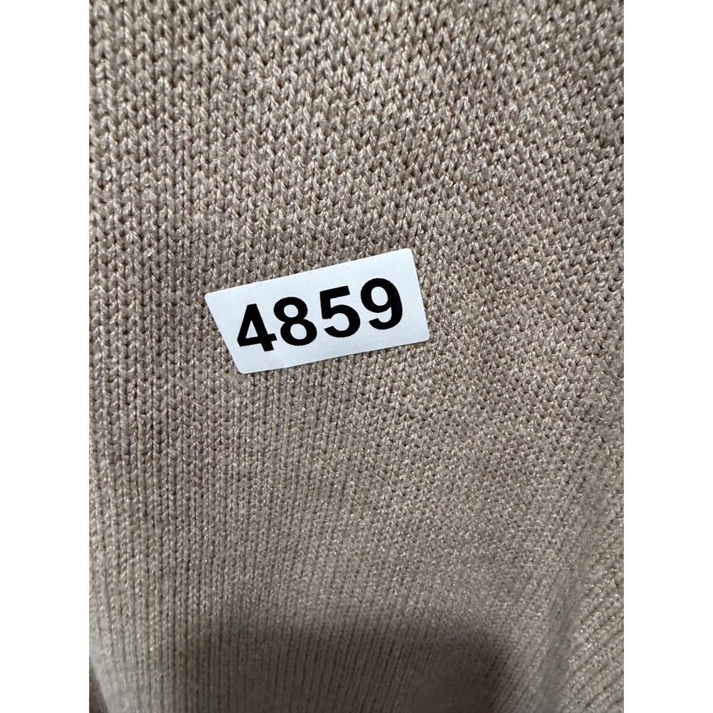 Made in Italy Womens V-Neck Sweater Chevron Pointelle Knit Taupe One Size - Picture 7 of 7